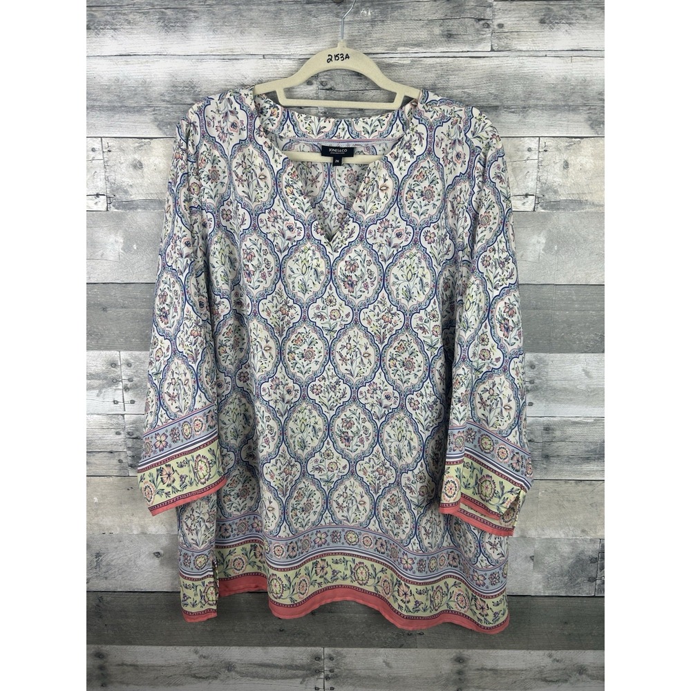 Jones New York Blouse Plus Size 2X Floral Pullover Tunic